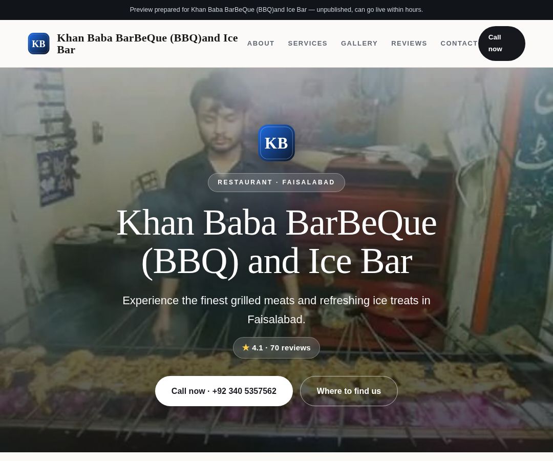 Khan Baba BarBeQue (BBQ)and Ice Bar