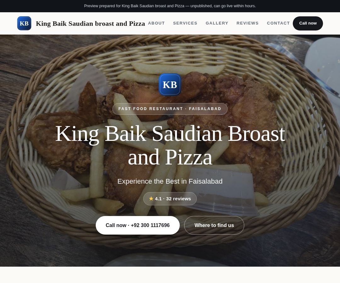 King Baik Saudian broast and Pizza
