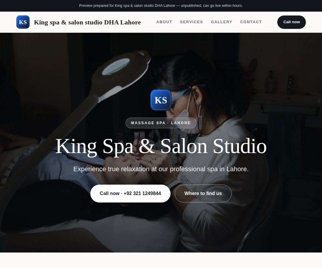 King spa & salon studio DHA Lahore