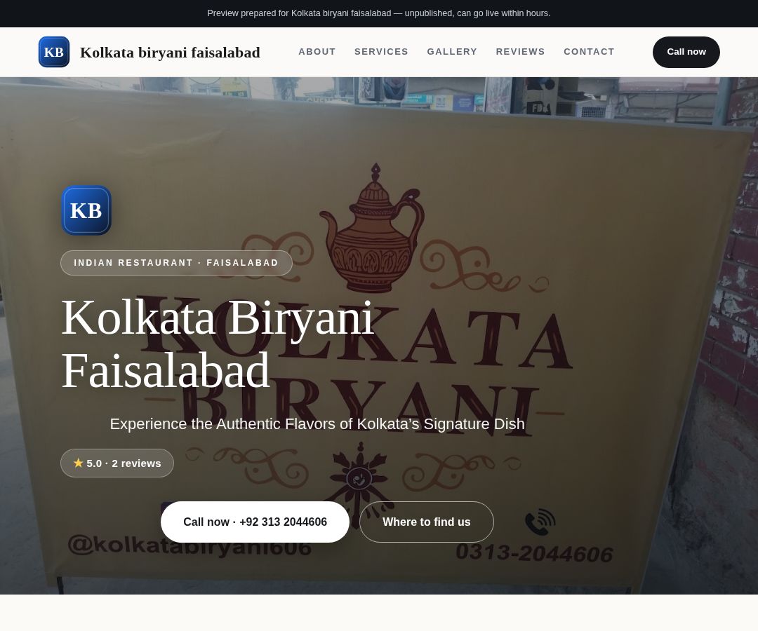 Kolkata biryani faisalabad
