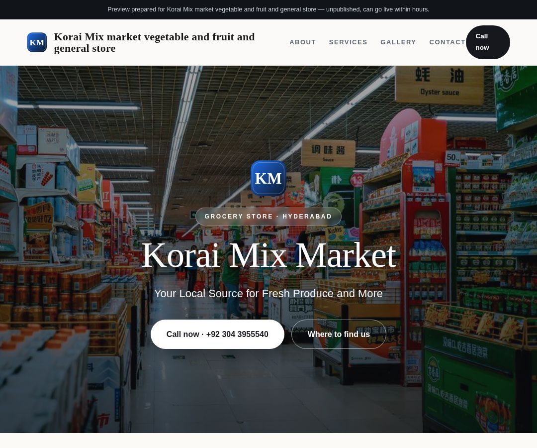 Korai Mix market vegetable and fruit and general store