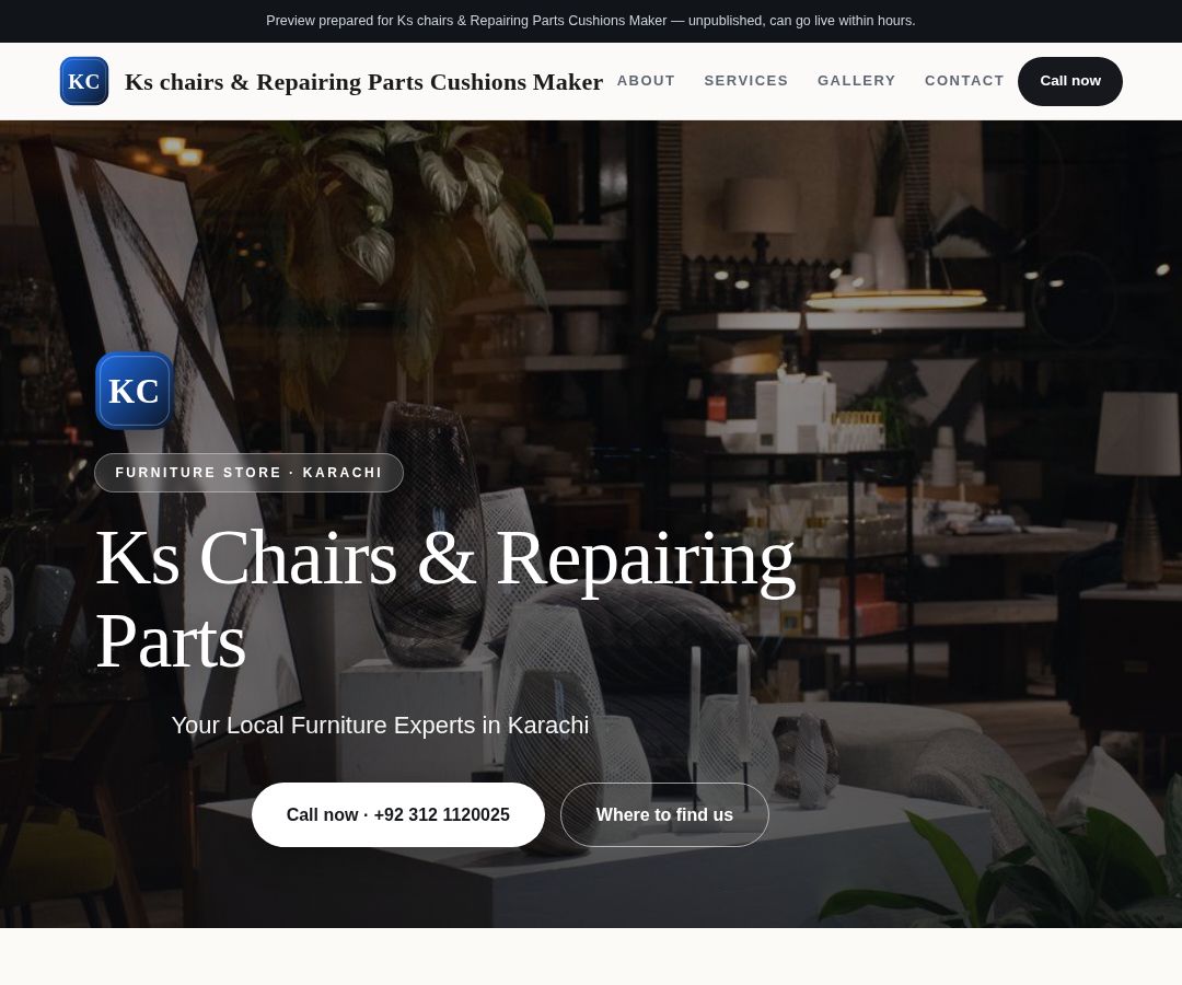 Ks chairs & Repairing Parts Cushions Maker