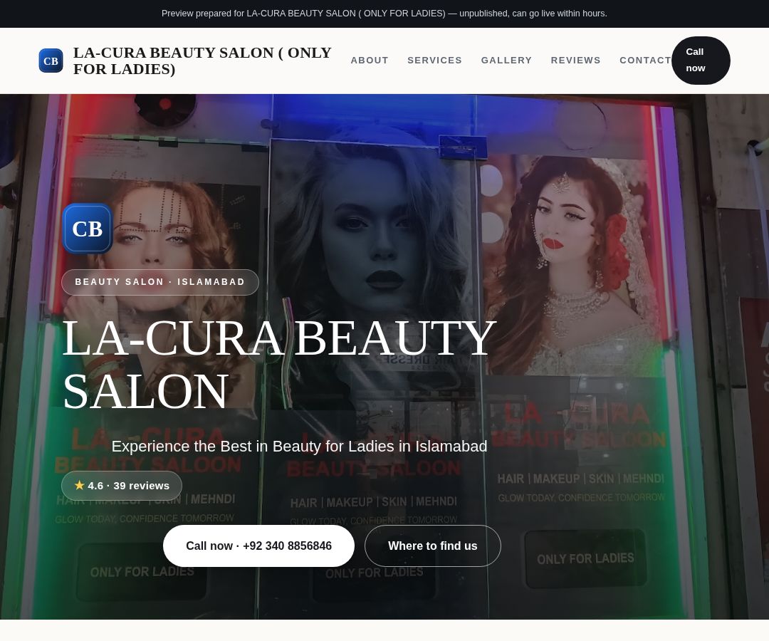 LA-CURA BEAUTY SALON ( ONLY FOR LADIES)