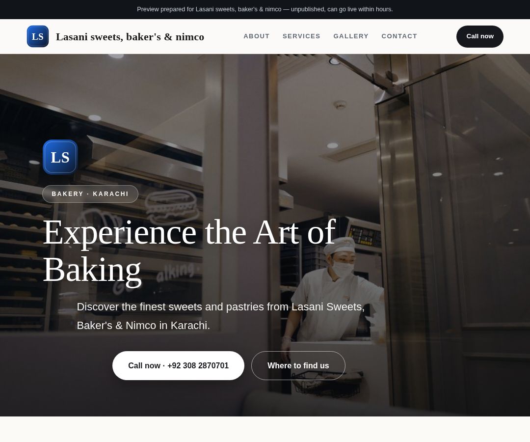 Lasani sweets, baker's & nimco