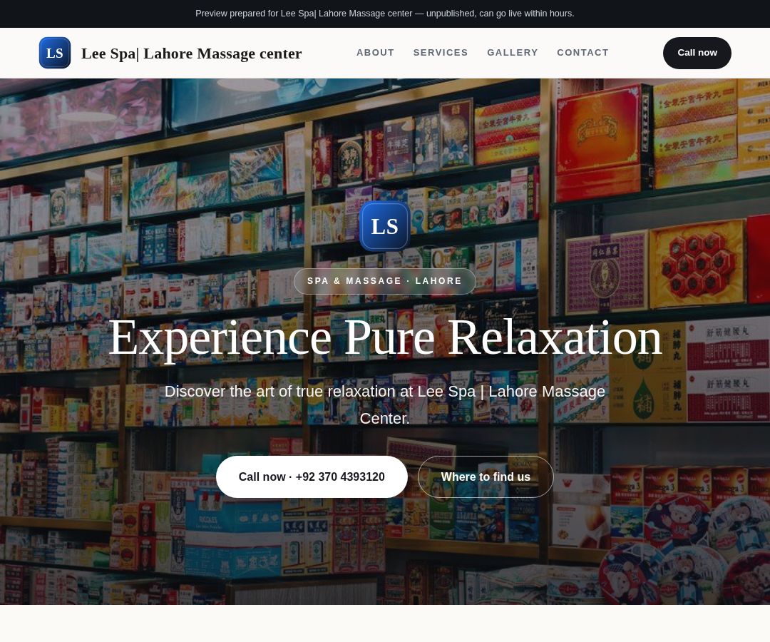 Lee Spa| Lahore Massage center