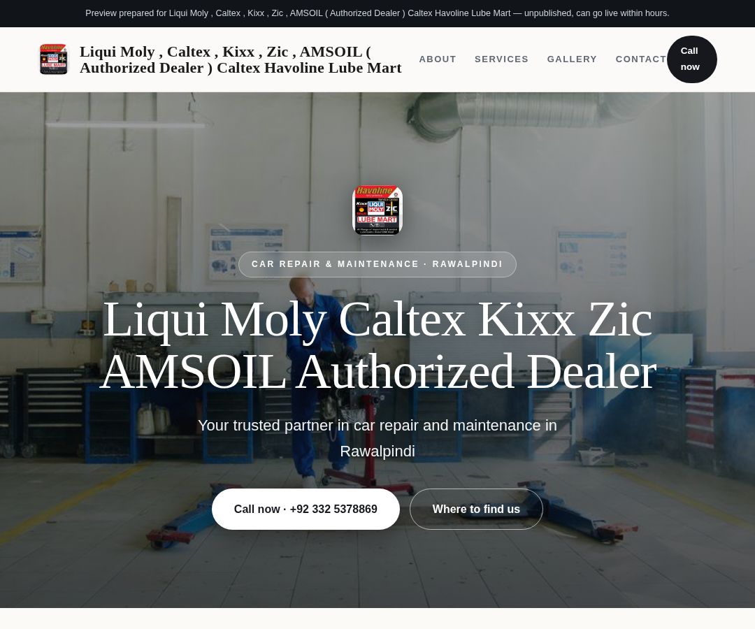 Liqui Moly , Caltex , Kixx , Zic , AMSOIL ( Authorized Dealer ) Caltex Havoline Lube Mart