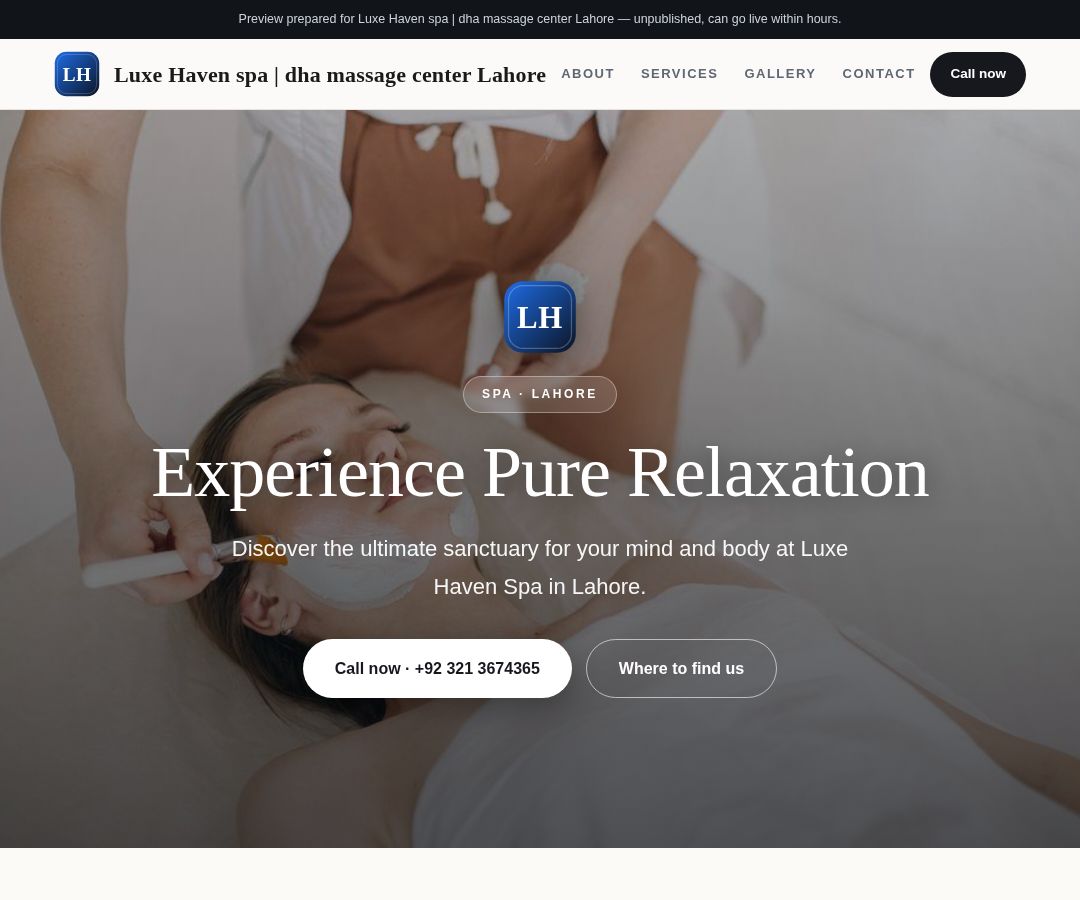 Luxe Haven spa | dha massage center Lahore
