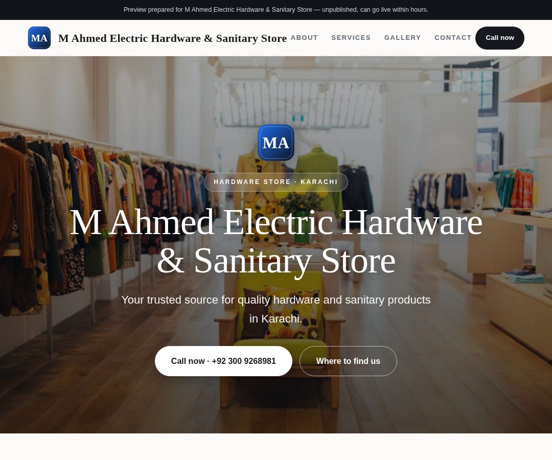 M Ahmed Electric Hardware & Sanitary Store