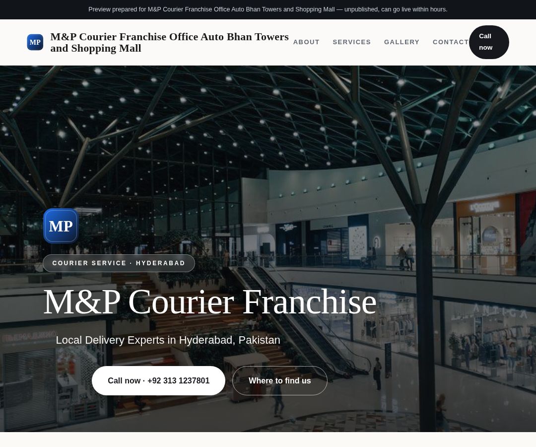 M&P Courier Franchise Office Auto Bhan Towers and Shopping Mall