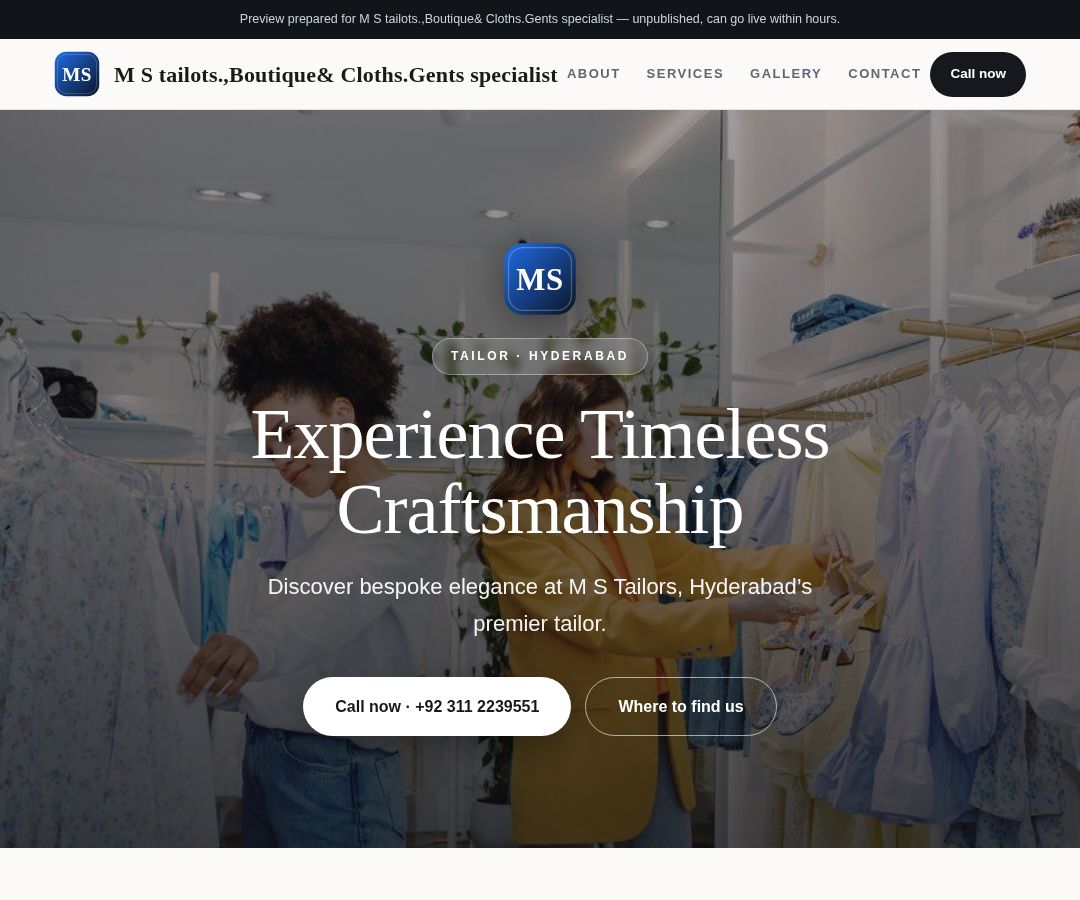M S tailots.,Boutique& Cloths.Gents specialist