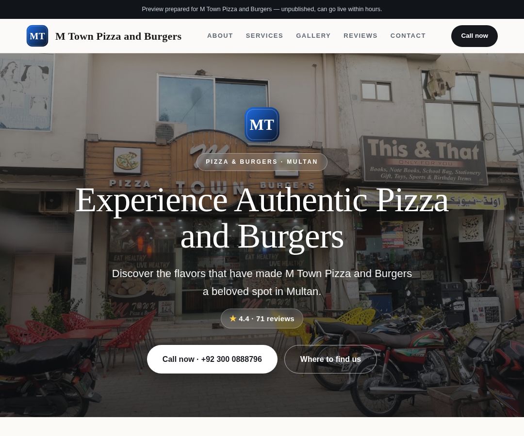 M Town Pizza and Burgers