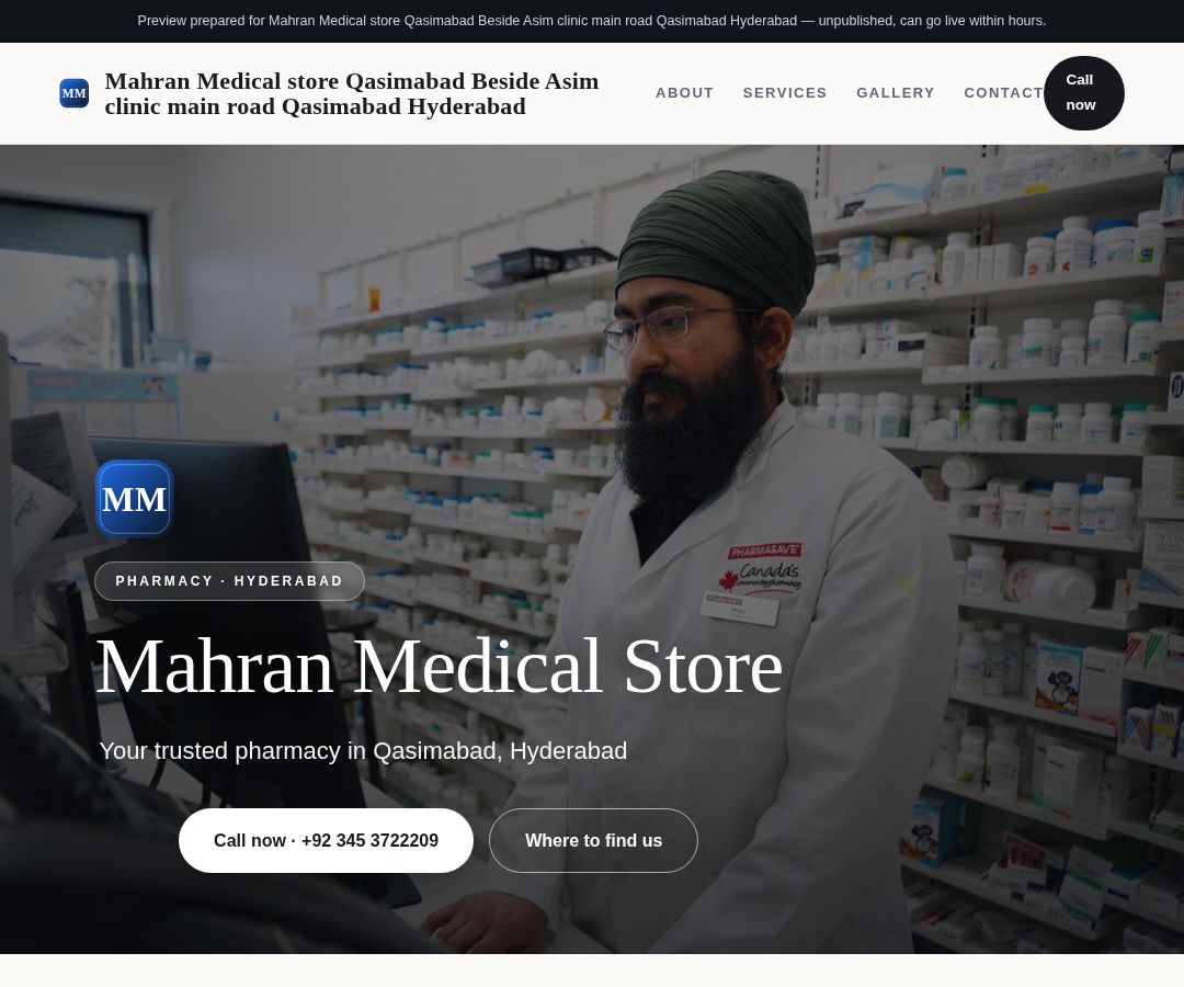 Mahran Medical store Qasimabad Beside Asim clinic main road Qasimabad Hyderabad