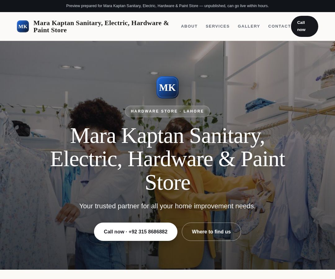 Mara Kaptan Sanitary, Electric, Hardware & Paint Store