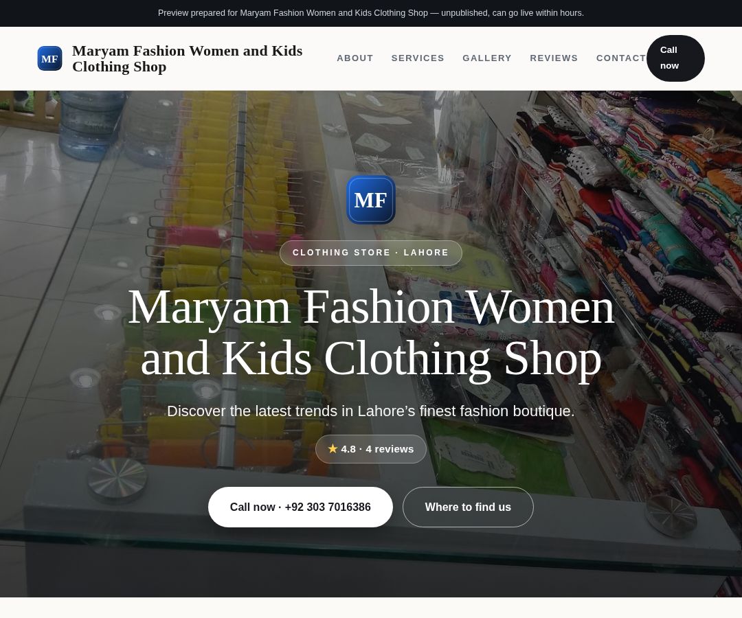 Maryam Fashion Women and Kids Clothing Shop