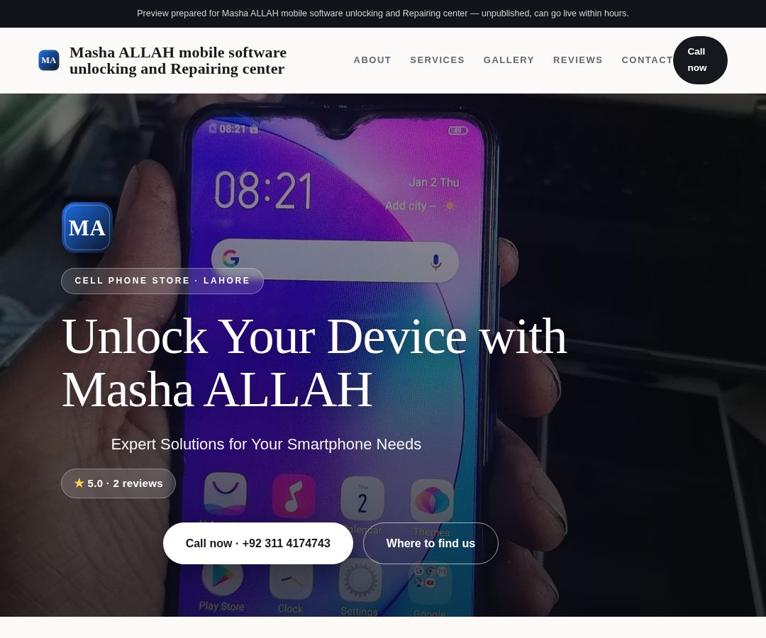 Masha ALLAH mobile software unlocking and Repairing center