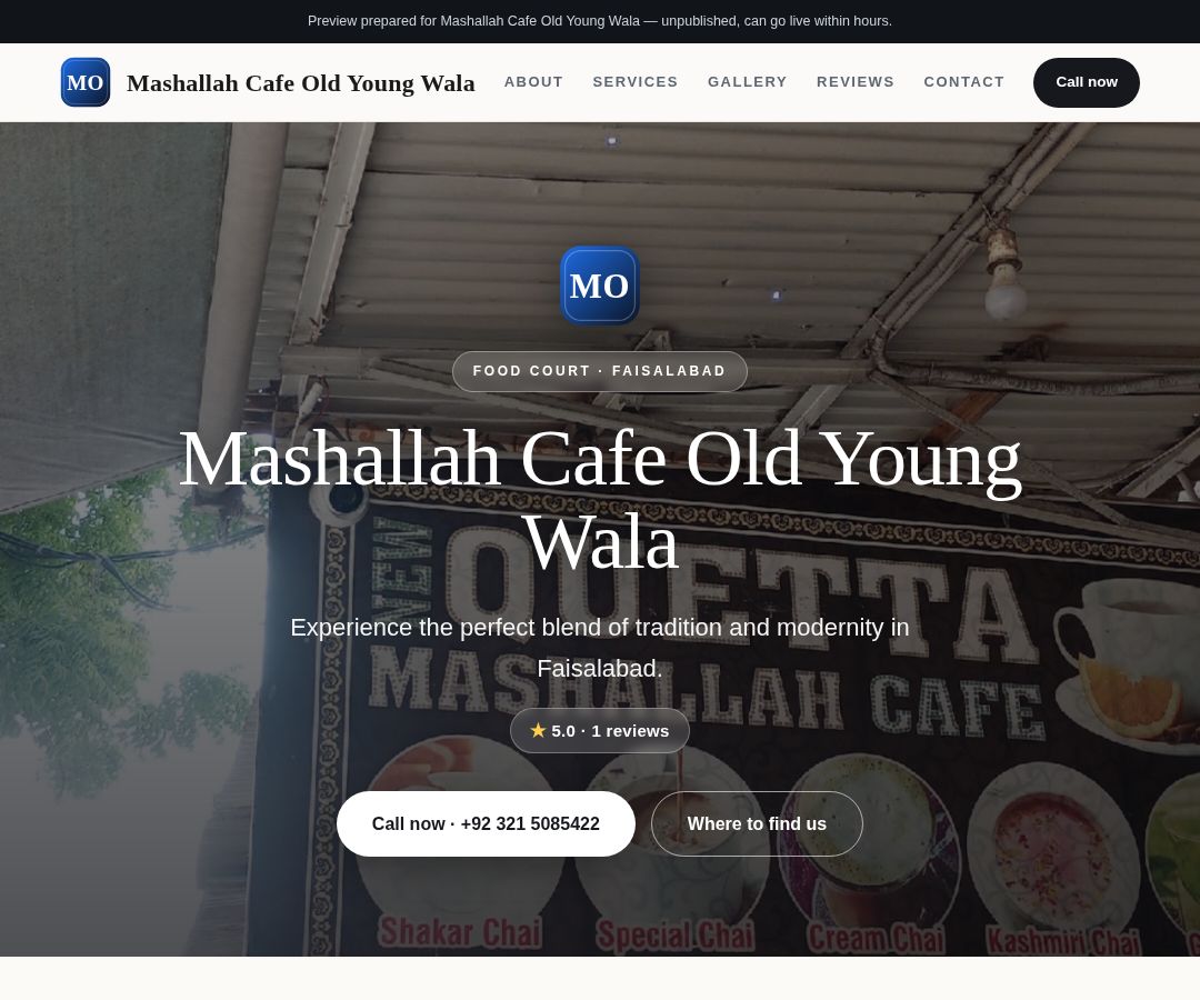 Mashallah Cafe Old Young Wala