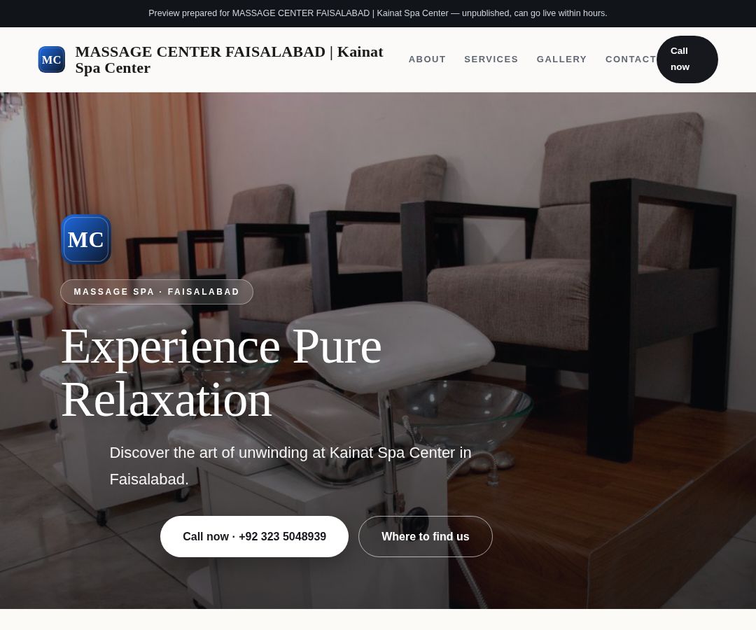 MASSAGE CENTER FAISALABAD | Kainat Spa Center
