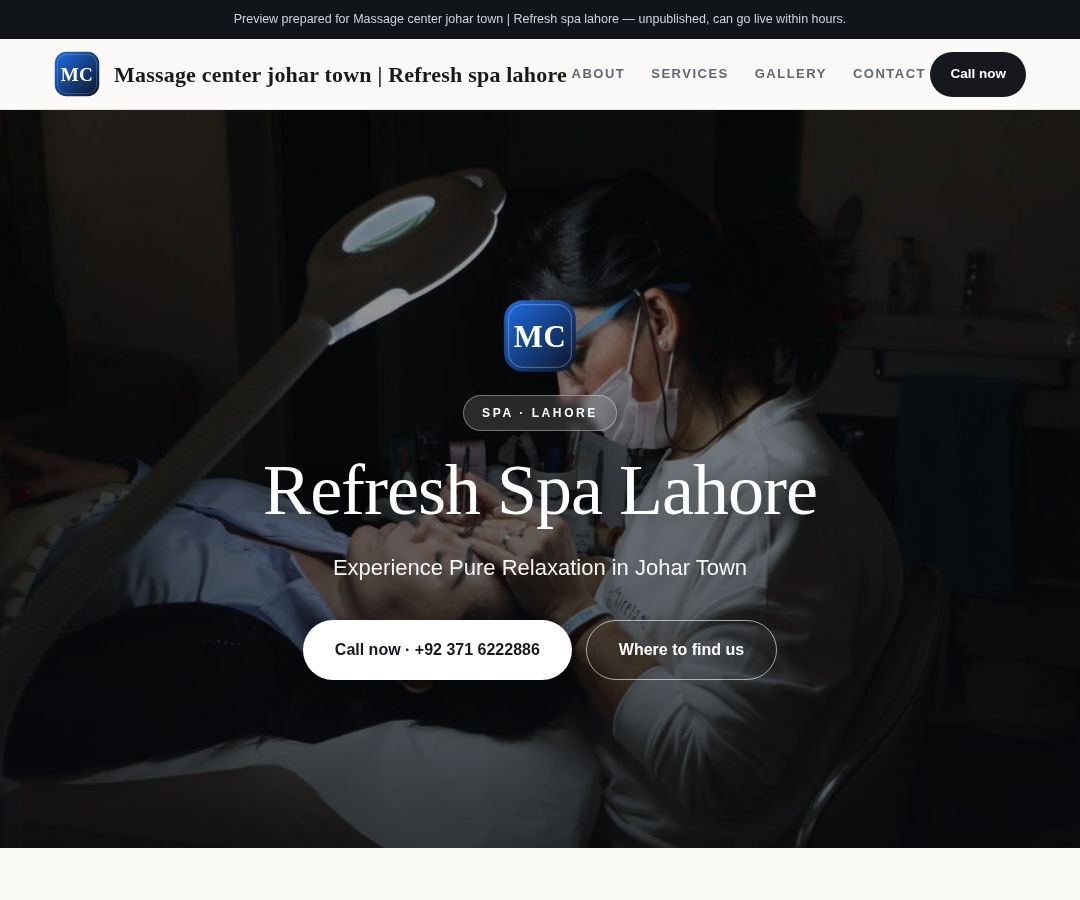 Massage center johar town | Refresh spa lahore