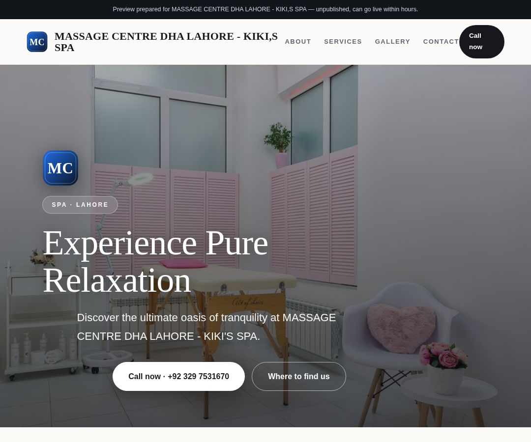 MASSAGE CENTRE DHA LAHORE - KIKI,S SPA
