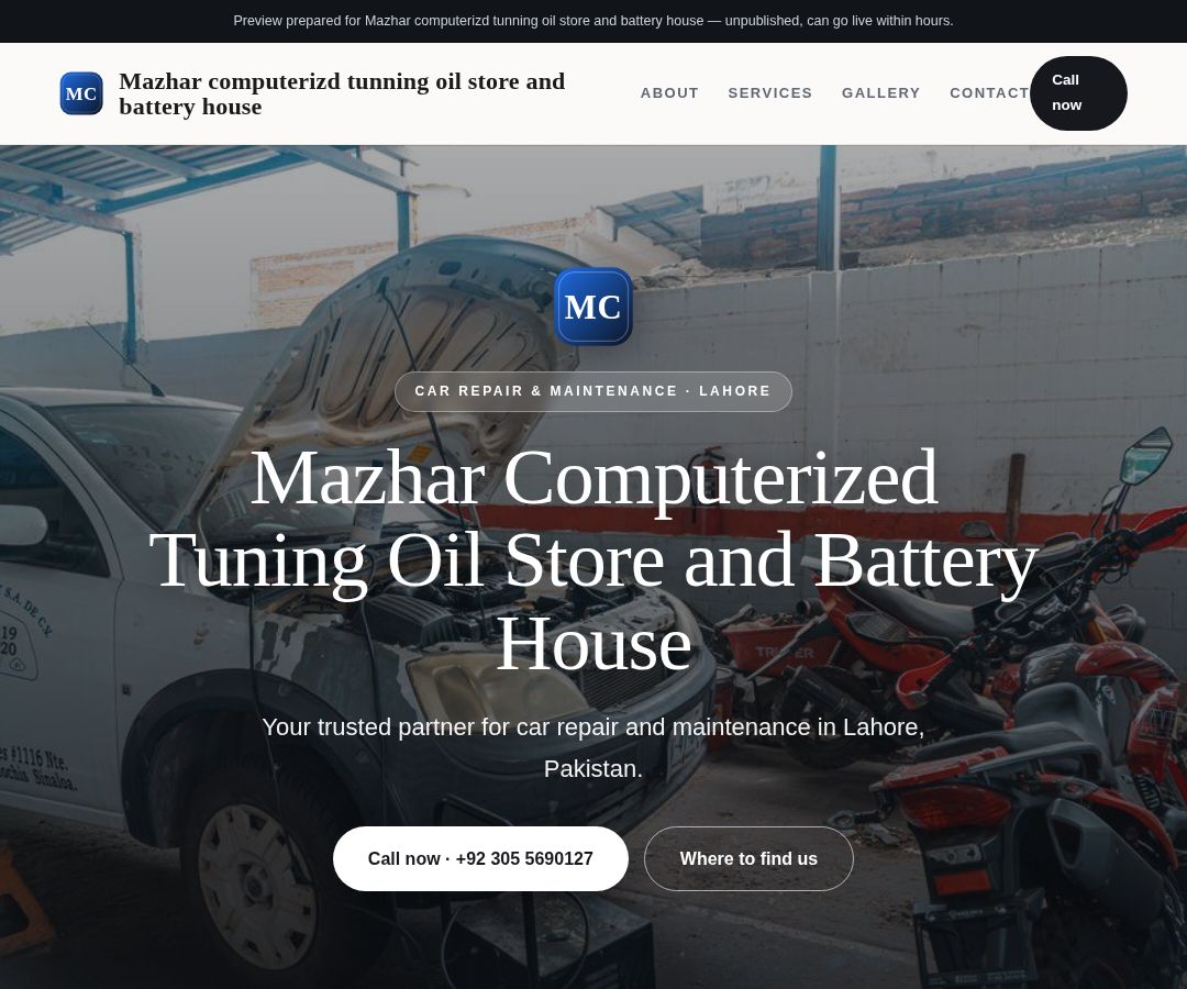 Mazhar computerizd tunning oil store and battery house