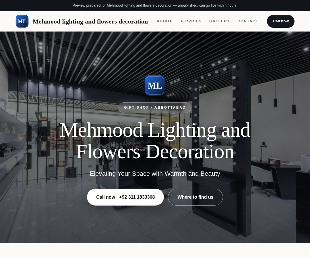 Mehmood lighting and flowers decoration