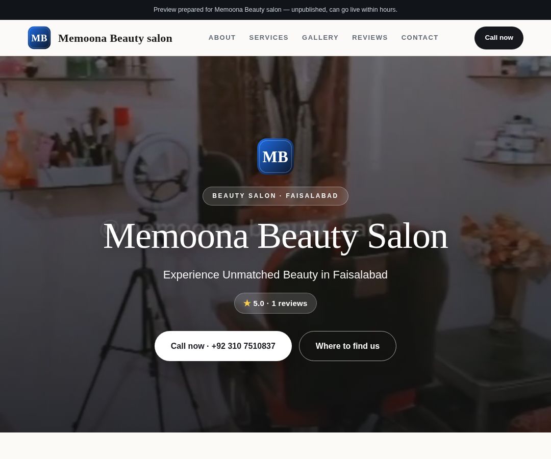 Memoona Beauty salon