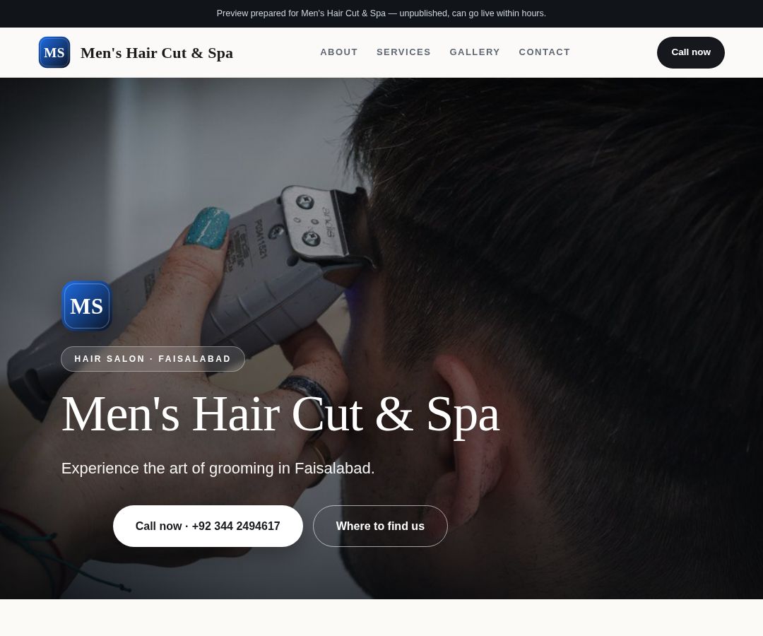 Men's Hair Cut & Spa