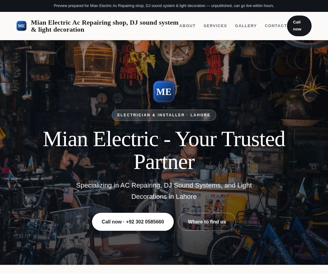 Mian Electric Ac Repairing shop, DJ sound system & light decoration