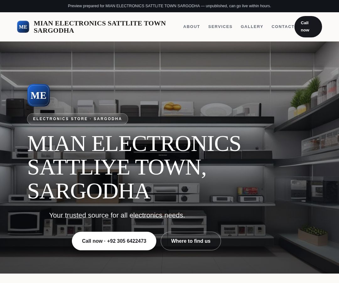 MIAN ELECTRONICS SATTLITE TOWN SARGODHA