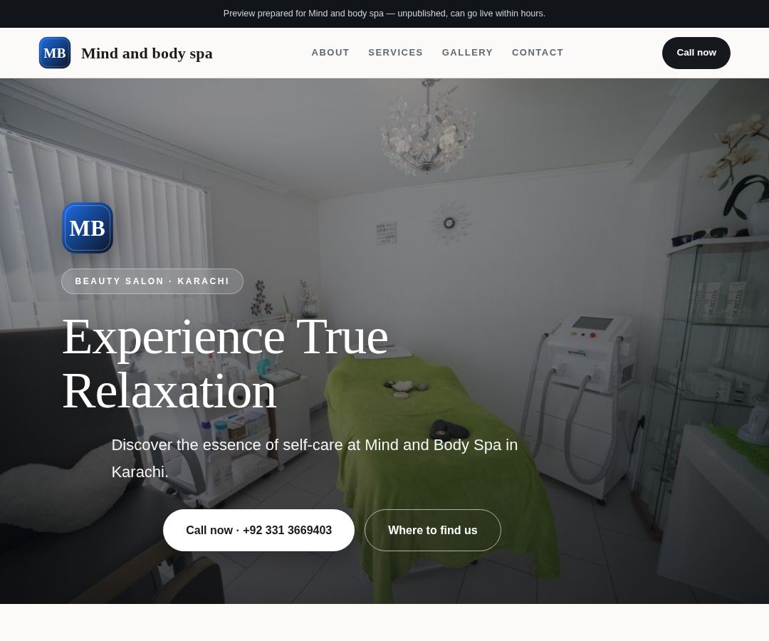 Mind and body spa