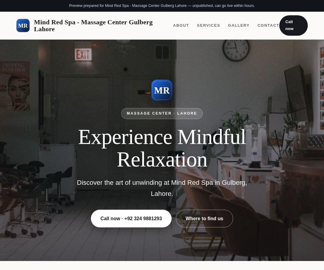 Mind Red Spa - Massage Center Gulberg Lahore
