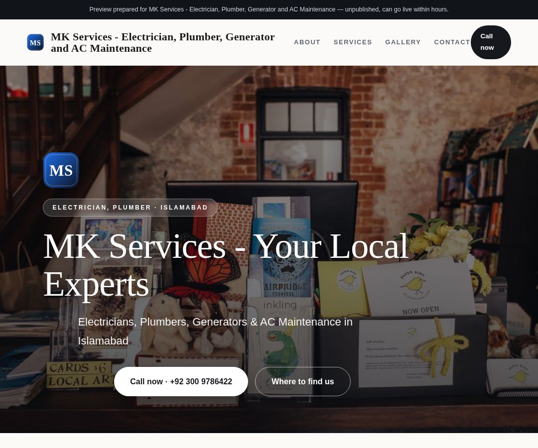 MK Services - Electrician, Plumber, Generator and AC Maintenance