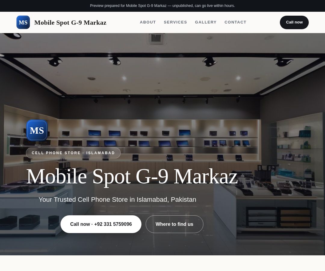 Mobile Spot G-9 Markaz
