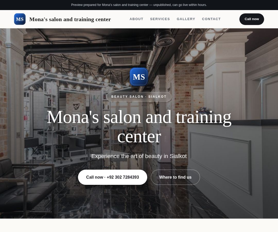 Mona's salon and training center