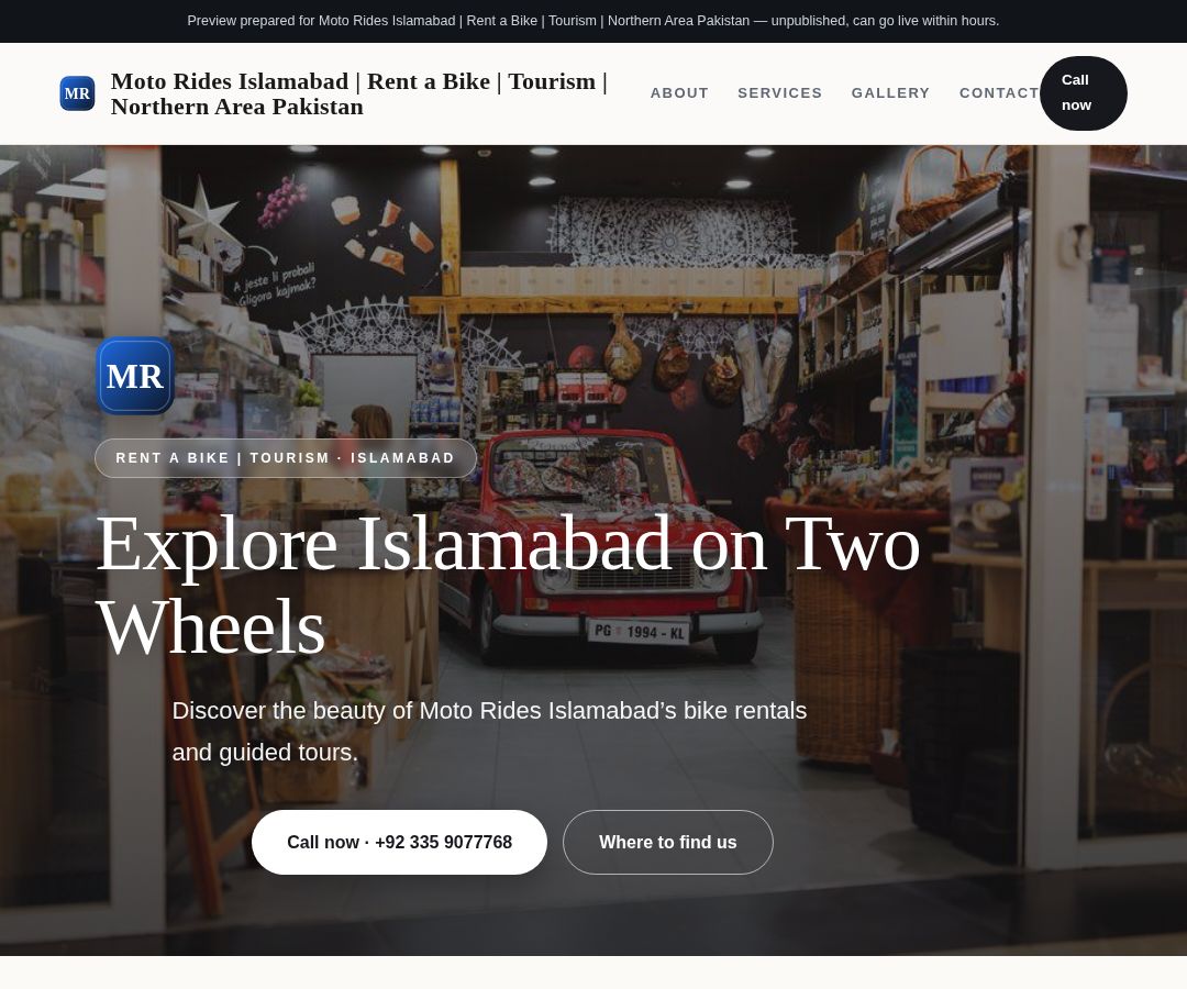 Moto Rides Islamabad | Rent a Bike | Tourism | Northern Area Pakistan