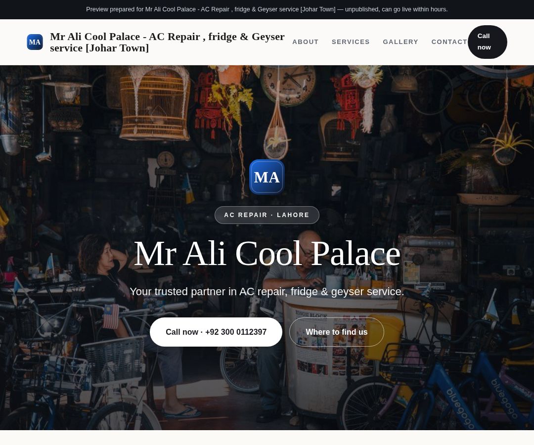 Mr Ali Cool Palace - AC Repair , fridge & Geyser service [Johar Town]