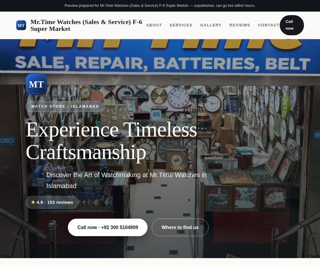 Mr.Time Watches (Sales & Service) F-6 Super Market