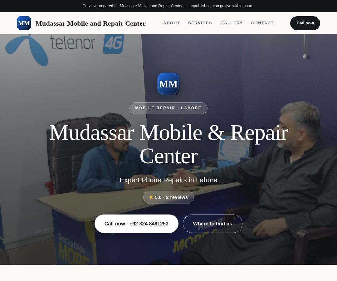 Mudassar Mobile and Repair Center.