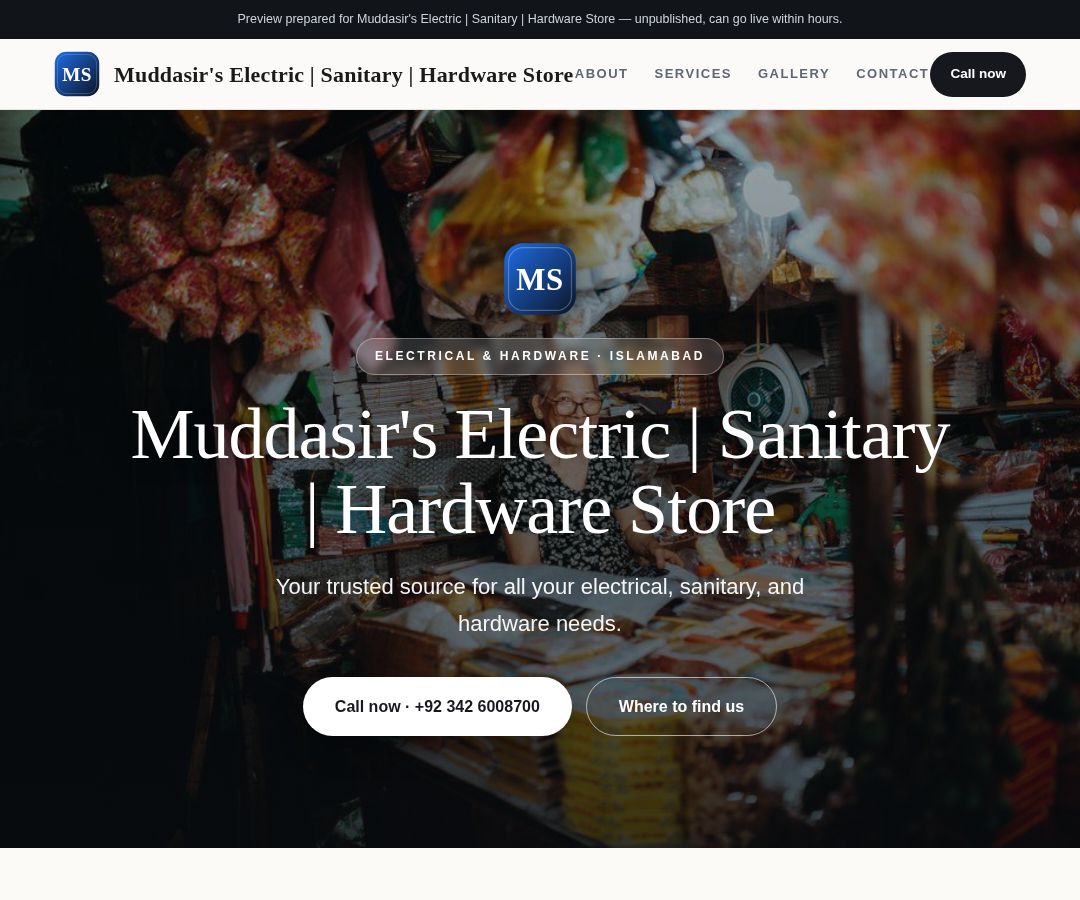 Muddasir's Electric | Sanitary | Hardware Store