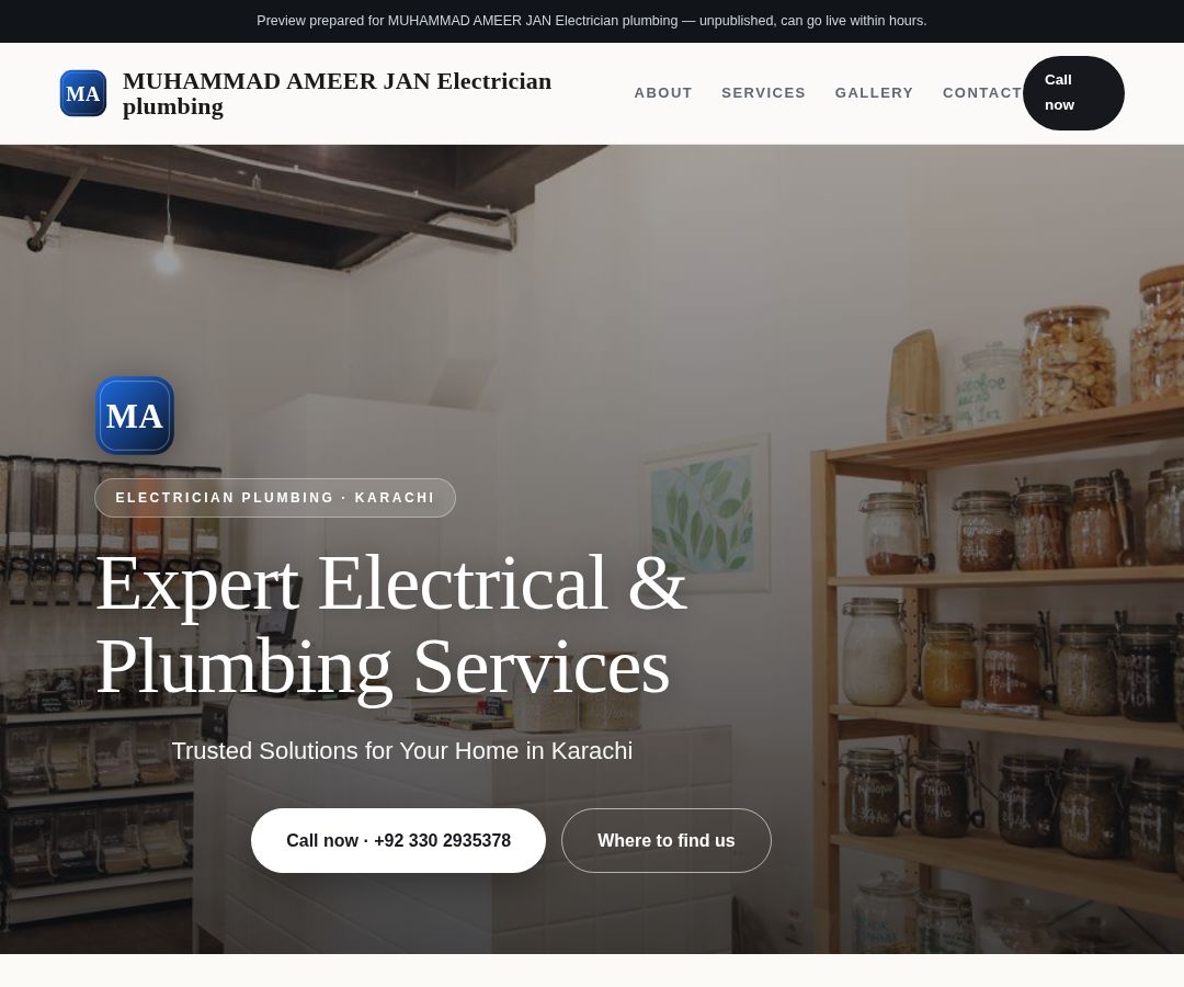 MUHAMMAD AMEER JAN Electrician plumbing