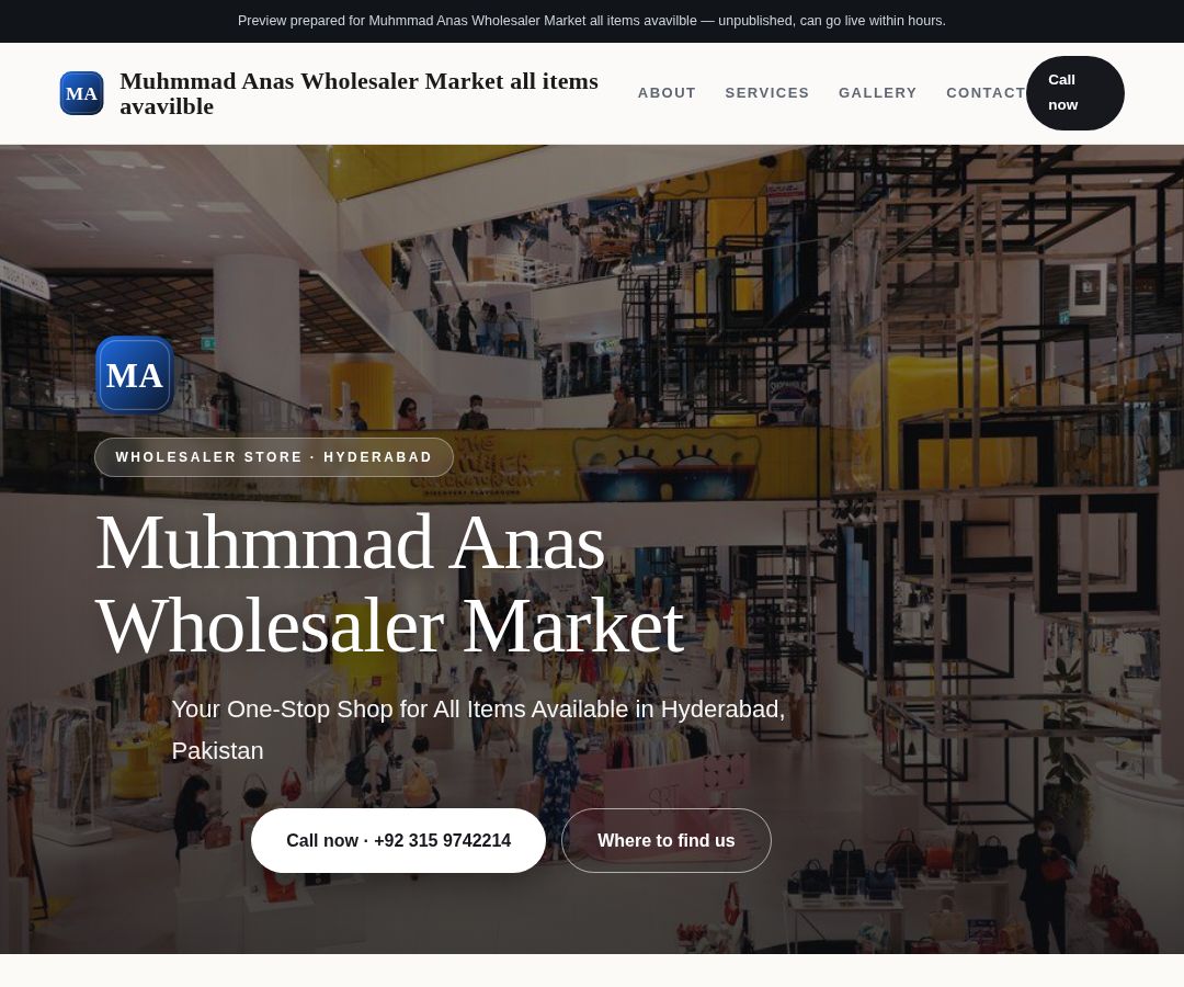 Muhmmad Anas Wholesaler Market all items avavilble