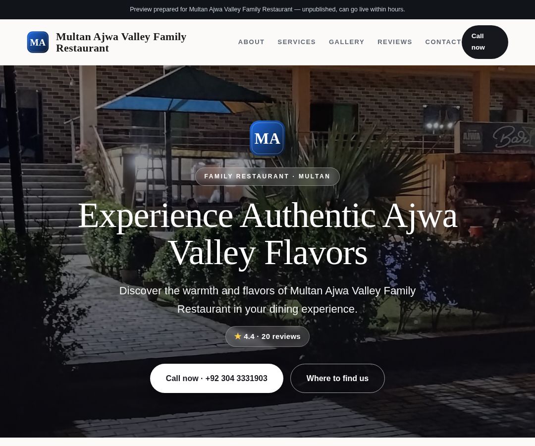 Multan Ajwa Valley Family Restaurant