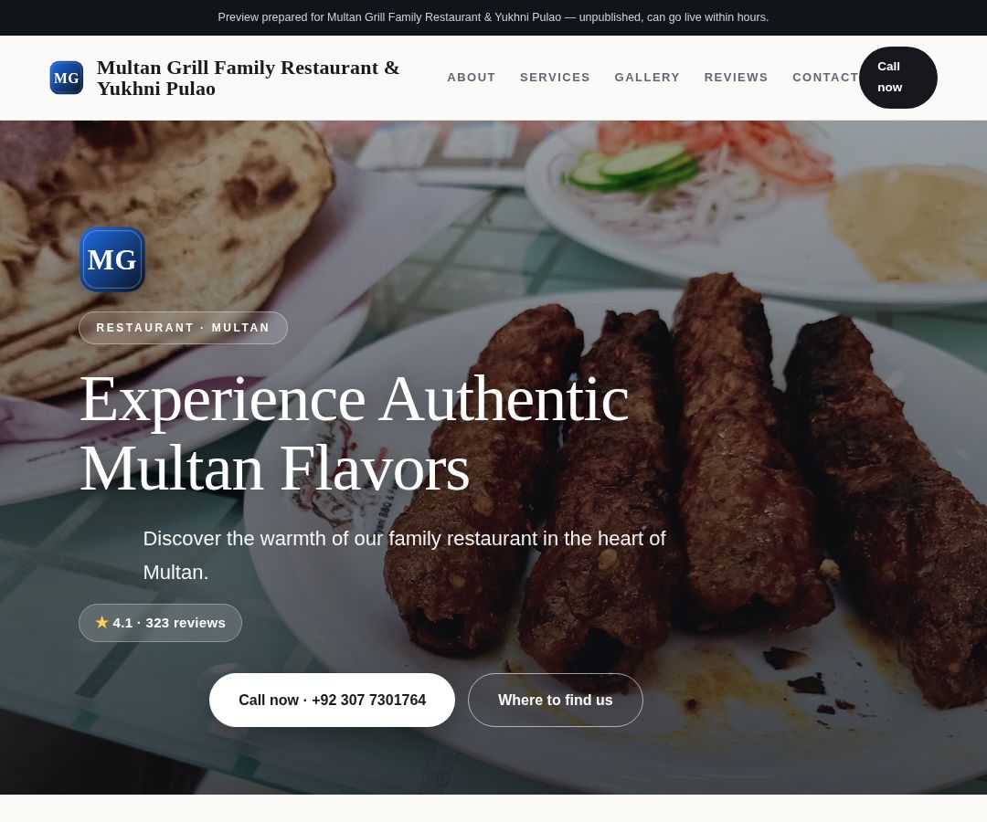 Multan Grill Family Restaurant & Yukhni Pulao