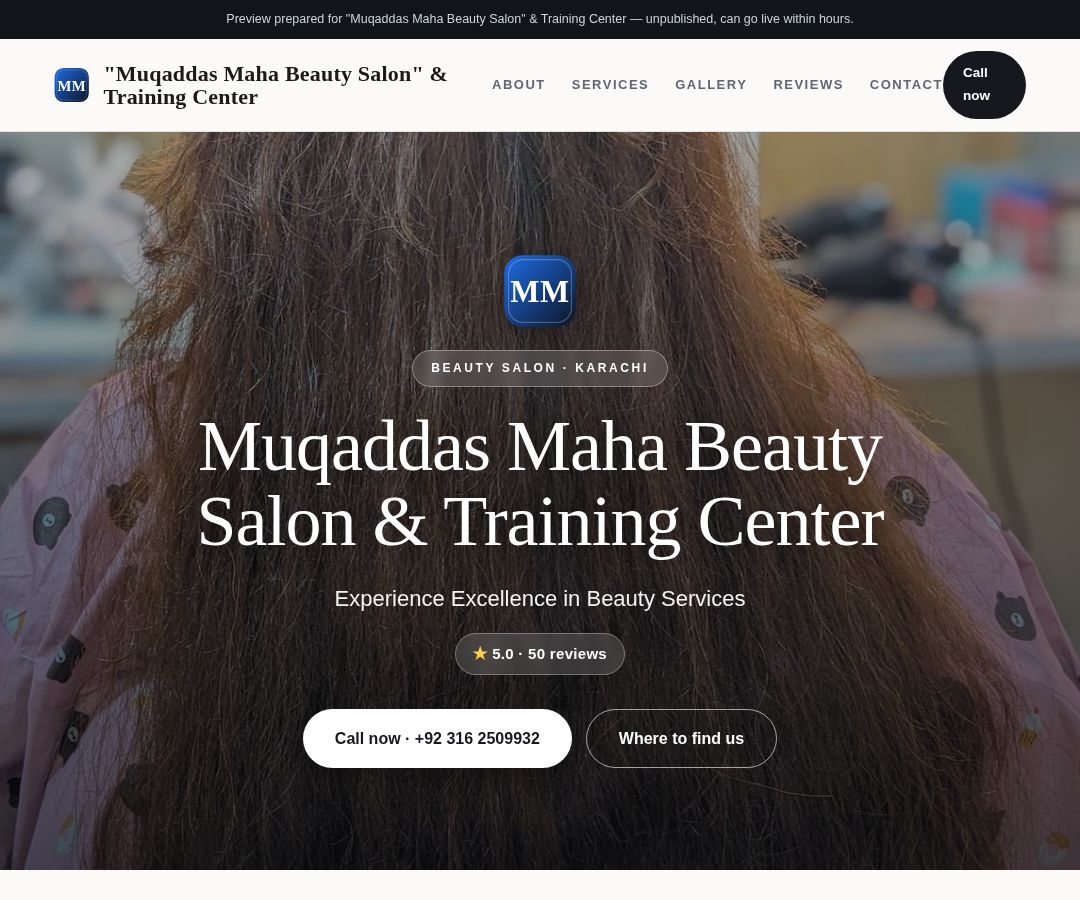 "Muqaddas Maha Beauty Salon" & Training Center