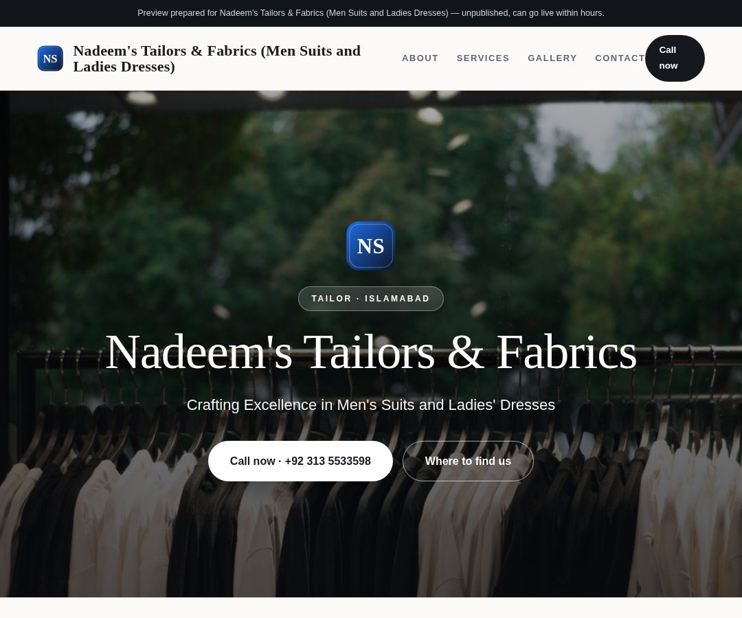 Nadeem's Tailors & Fabrics (Men Suits and Ladies Dresses)