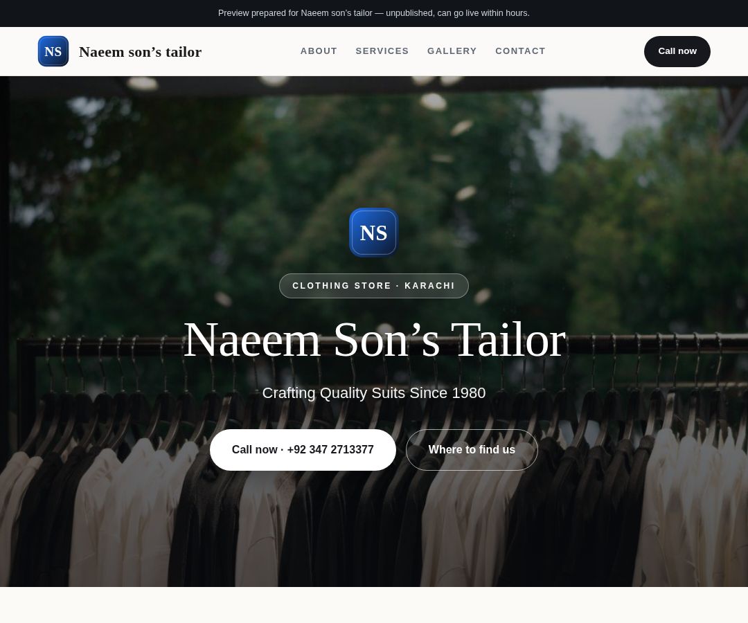 Naeem son’s tailor