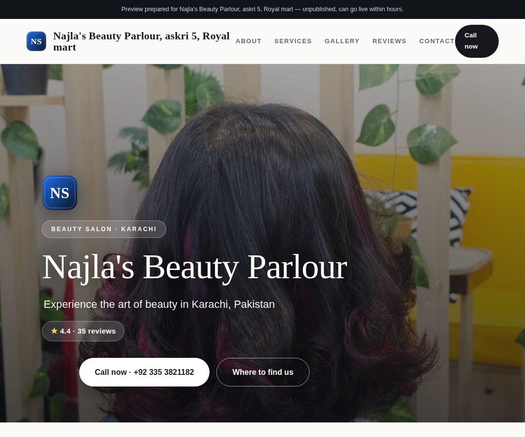 Najla's Beauty Parlour, askri 5, Royal mart