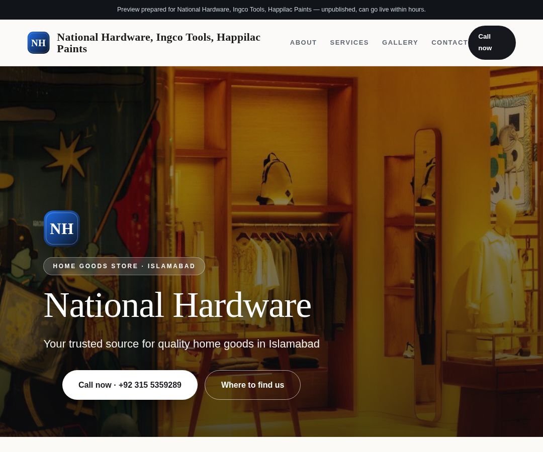 National Hardware, Ingco Tools, Happilac Paints