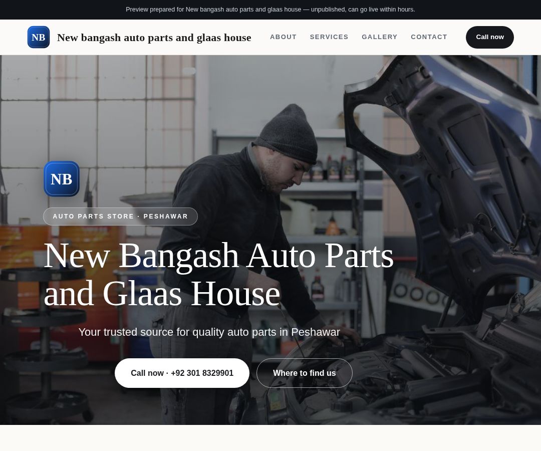 New bangash auto parts and glaas house