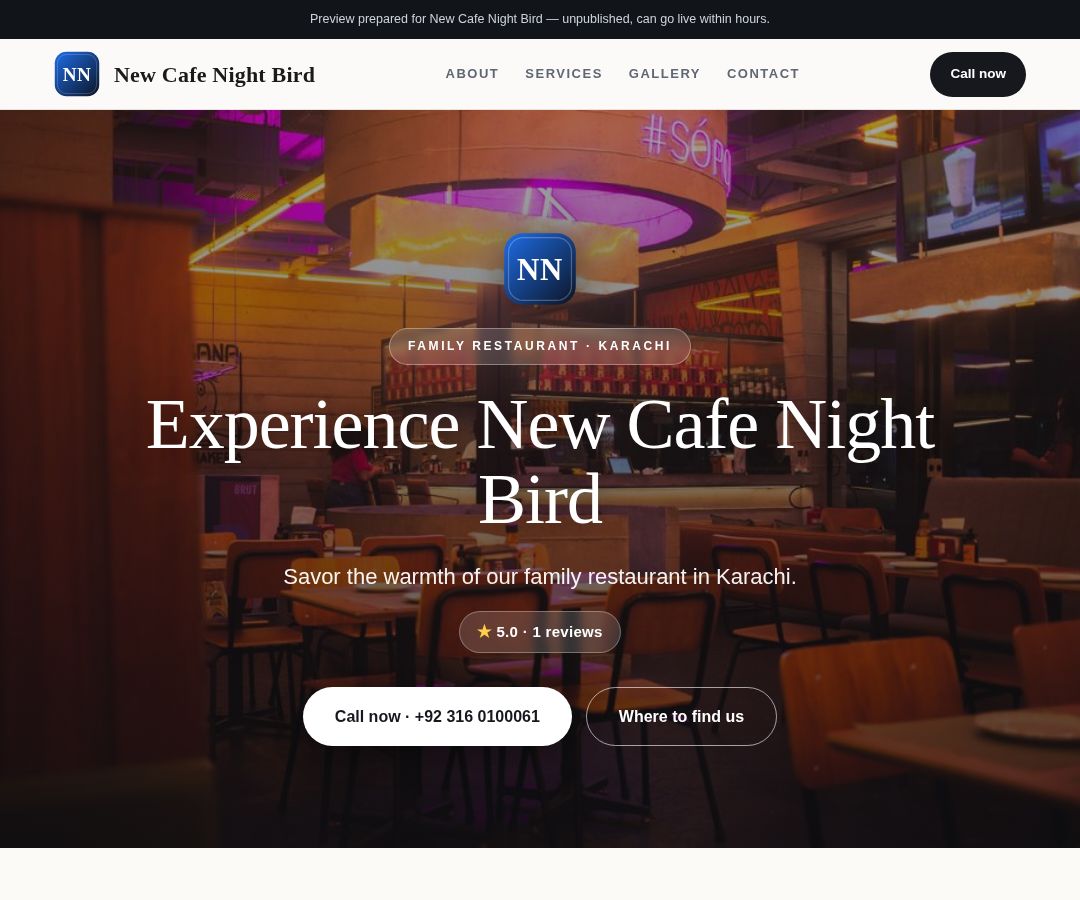 New Cafe Night Bird
